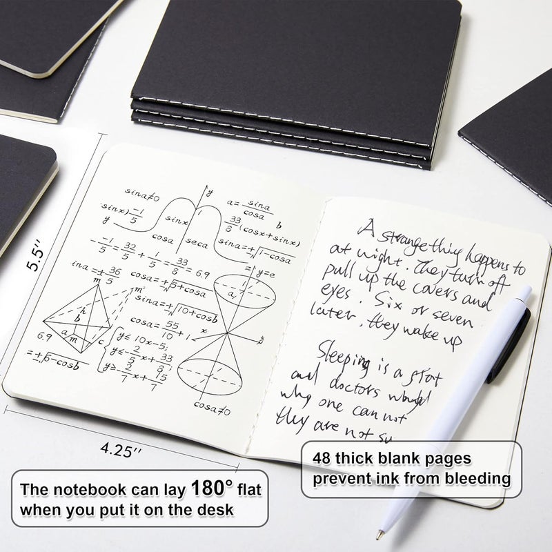 Feela 170 Pack Blank Kraft Notebooks, Unlined Sketchbook Mini Cute Note Pad for Drawing Writing, Journal Bulk For Kids Students Office School Supplies, A6, 48 Pages, 4.25” X 5.5”, Black - Image 2